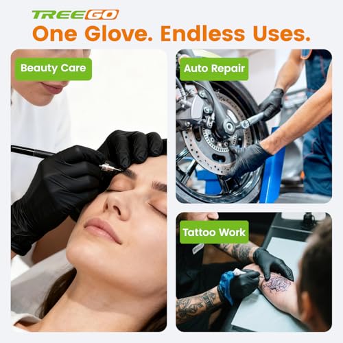 TREEGO Black Nitrile Disposable Gloves, Medium, 6 Mil, 100 Count | Powder Free, Latex Free, 510(k) Cleared, 6 Mil Disposable Gloves for Food Service, Mechanic & Cleaning - color: Black 100, size: Medium