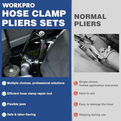 WORKPRO 3-Piece Hose Clamp Pliers Set with Pouch - 27" Long Reach Wire Spring Hose Clamp Plier & Angled Spring Clamp & Flat Band Pliers for Removal, Installation of Ring - style: 3-Piece with Pouch