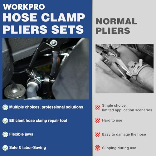 WORKPRO 3-Piece Hose Clamp Pliers Set with Pouch - 27" Long Reach Wire Spring Hose Clamp Plier & Angled Spring Clamp & Flat Band Pliers for Removal, Installation of Ring - style: 3-Piece with Pouch