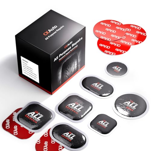CKAuto 100 PCS Combination All Purpose Tire Repair Patch Kit Heavy Duty, for Car Van Truck Bus Motorcycle Bike and Inner Tire, Round 100 PCS - size: Mix 100pcs