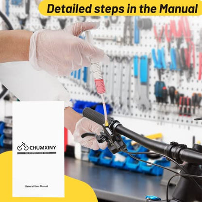 CHUMXINY Brake Bleed Kit for SHIMANO, TEKTRO Hydraulic Disc Brakes, Including High Performance Mineral Brake Fluid (120ml)