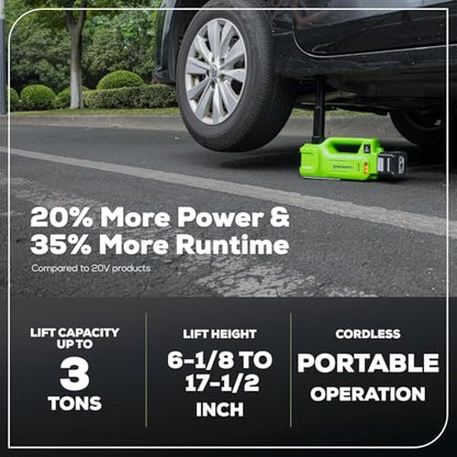 Greenworks 24V Brushless 2 pcs Cordless Power Tool Combo Kit, include 3/8" 150-ft lbs. Impact Wrench, 3 Ton Max Loading Car Jack, Include 2 x 2Ah Batteries and 1 Fast Charger - size: 2PCS Combo Kits(Car Jack+Impact Wrench)