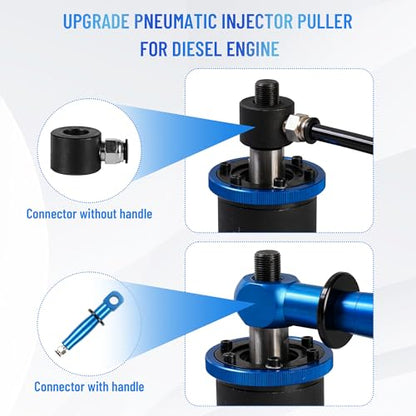 27PC Upgrade Pneumatic Injector Puller For Diesel Engine, Labor-Saving Injectors Removal Tool Kit ,18 Adapters, 3 Hooks,High Impact Extractor Hammer Puller Air Vibration Injector Extractor with Handle