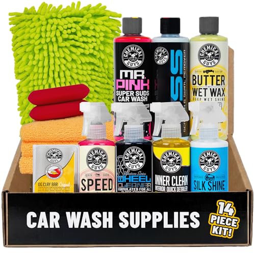 Chemical Guys HOL123 Car Cleaning Kit for Interior & Exterior, 14 Items Including (7) 16 oz Chemicals