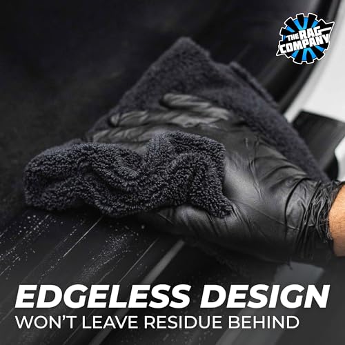 The Rag Company - Creature Edgeless Auto Detailing Towels (10-Pack) Professional 70/30 Blend, Dual-Pile Plush Microfiber, Buffing & Polishing, 420gsm, 16in x 16in, Black - color: Black