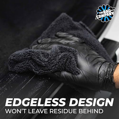 The Rag Company - Creature Edgeless Auto Detailing Towels (10-Pack) Professional 70/30 Blend, Dual-Pile Plush Microfiber, Buffing & Polishing, 420gsm, 16in x 16in, Black - color: Black