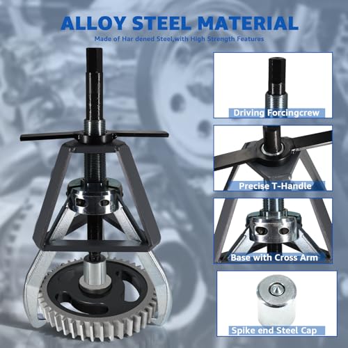 HKTE 5-Ton 3-Jaw Gear Puller, Heavy Duty Forged Steel Tool with 3.9-7.9 Inch Jaw Range for Removing Gears, Bearings, Pulleys, Flywheels in Auto & Mechanical Repair - color: 5ton