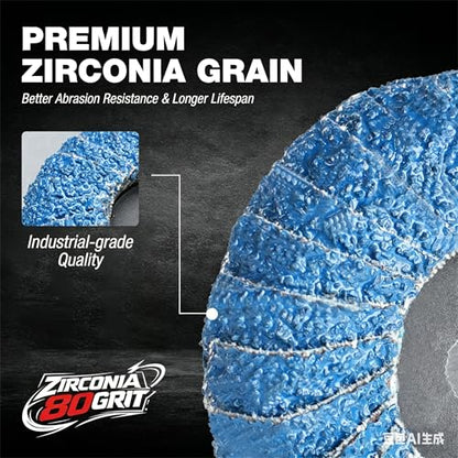 EZARC 10PCS Mixed Flap Disc Set for Die Grinder, 3" Flat & 2" Curved Zirconia Sanding Discs with Holder and 1/4" Shanks, 80 Grit Roll Lock Quick Change Grinding Wheels for Weld Rust Paint Removal - size: 80Gr 10P