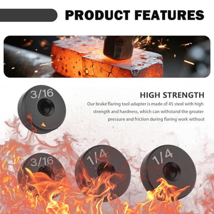 Aokdom 6PCS Brake Line Flaring Tool Kit Adapter,Essential Double Flare Tool Adapter Size 3/16" & 1/4",Professional Brake Flare Tools Kit Adapters for Brakes Line,Copper Pipe,Fuel Lines