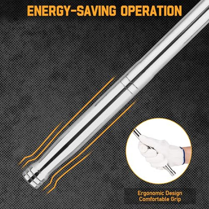3PCS Breaker Bar Set, 3/8'', 1/4in, 1/2inch Breaker Bars with 180°Rotatable Head, Heavy Duty Breaker Bar Kit with 15 inch, 10 inch, 6 inch Length for Automobile and Motorcycle Maintenance and Repair