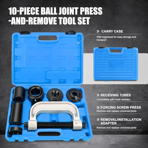 ‎DNA Motoring 10pcs Ball Joint Press Removal/Installation Tool Set with Adapters for Most 2WD 4WD Cars Light Trucks,Blue, TOOLS-00312 - style: 10 Ball Joint Press set 2