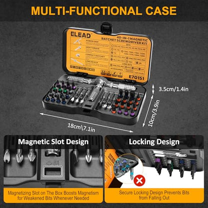 40 in 1 Magnetic Ratchet Screwdriver Set, Multi Bit Magnetic Ratcheting Screwdriver Set with Detachable Ratchet Handle, Repair Tool Kit for Computer Bicycle Furniture DIY - style: 40-in-1 Multi-Use Kit