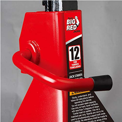 BIG RED T41202 Torin Steel Jack Stands: 12 Ton (24,000 lb) Capacity, Red, 1 Pair - size: 12 Ton, style: 1 Pair
