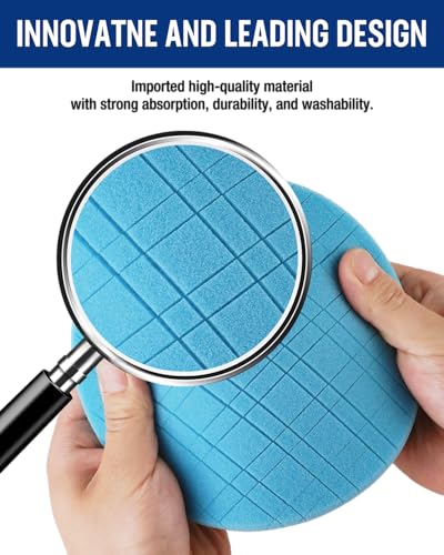 WORKPRO 6.5 Inch Buffing Sponge Pads, 5 PCS | 6.5 Inch Face for 6.5 Inch Backing Plate, Cutting Polishing Pad Kit for Car Buffer Polisher Compounding, Polishing and Waxing - size: 6.5×6.5×1inch