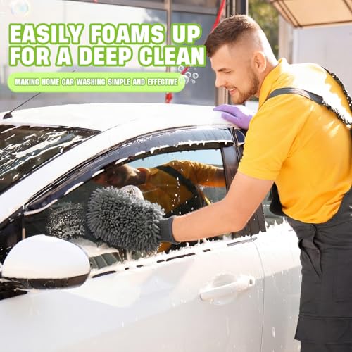 48 Pack Car Wash Mitt Bulk Microfiber, 10'' x 8'' Chenille Car Wash Mitt Gloves, Scratch Free Double Sided No Lint No Marks for Truck SUV and All Vehicle Surfaces (Grey) - color: Grey