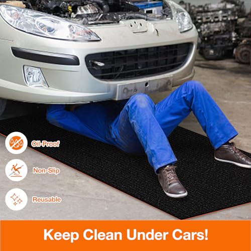 Heavy Duty Oil Resistant Garage Car Bottom Mat, Reusable Floor Protector, 1/4 Inch Thick Waterproof Rubber Backing, Oil Absorbent (Dark Gray) (60 * 36) - size: 60*36