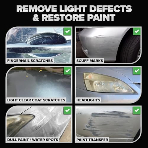 Carfidant Gray and Silver Scratch and Swirl Remover Kit, Car Scratch Remover for Deep Scratches with Buffer Pad, Rubbing Compound for Cars, 8.4 fl. Oz.