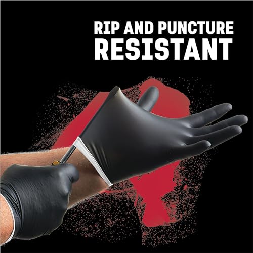 Venom Steel Industrial Nitrile Gloves, Chemical Resistant Disposable Black Gloves, Latex-Free, Powder-Free, Textured Grip, Heavy Duty Two-Layer Protection, 6 mil, One Size Fits Most, 50 Count - size: One Size Fits Most (Pack of 50)