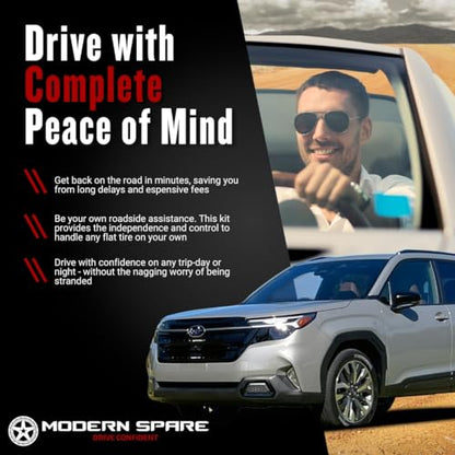 Modern Spare Complete Compact Spare Tire Kit With Carrying Case - Fits 2025-2026 Subaru Forester Hybrid Models