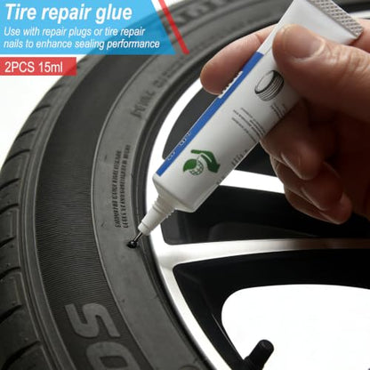 30 PCS Tire Plugs Heavy Duty (4" x 0.24") with Tire Glue | Using tire plugs in combination with tire glue can improve the seal of the repair