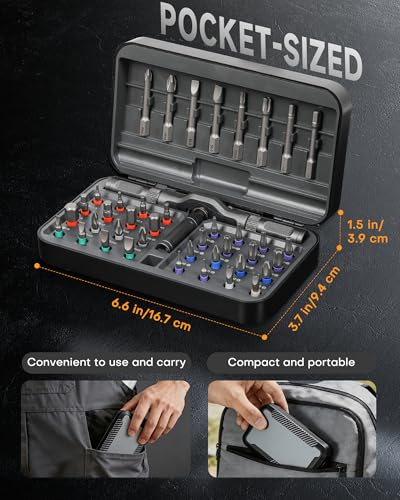 DOZAWA 42 in 1 Magnetic Screwdriver Set, T-Handle Ratchet Kits, S2 Steel | Precision tool set with S2 steel bits for electronics repair, home maintenance & DIY projects, practical gift idea for adults