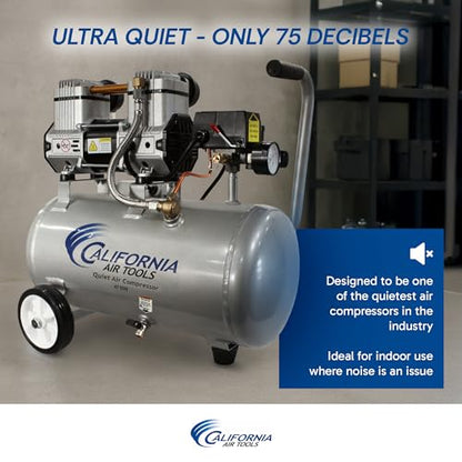 California Air Tools CAT-4710W 1.0 HP Quiet and Oil-Free Air Compressor with Wheels, 4.7 Gallon Steel Tank, 75 dBA Noise Level, Lightweight - style: 4.7 Gallon Steel, Wheels