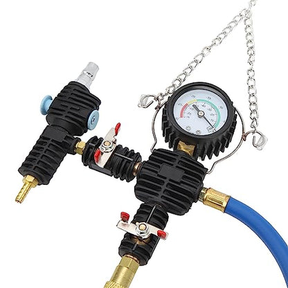 Brilluxa Coolant Refill Kit, 90 PSI Radiator Pressure Tester and Vacuum Filling Tool with Gauge Scale and Flexible Hose for Universal Vehicle Cooling System Service and Maintenance