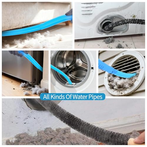 Dryer Vent Cleaner Kit - Universal Vacuum Hose Attachment & Lint Brush, Effectively Clean Clogged Dryer Ducts, Fit Most Vacuums for Dryer, Refrigerator Coils & Behind Appliances - color: Blue