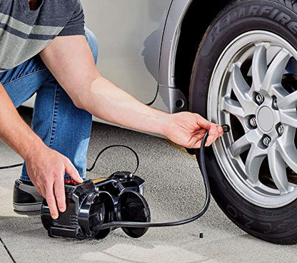 Powerbuilt 12 Volt Electric Jack and Tire Inflator Combo, 2 in 1, Fix Flat Tire or Vehicle Lift with 1 Ton Capacity Emergency Roadside Use Car Battery Charge, 620484