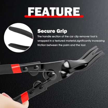 Car Panel Clip Pliers,2 in 1 Car Clip Pliers for Easy Disassembly of Push Pin/Plastic Clips,Upholstery Auto Fastener Clips Removal Plier with Spring Action/Flat Jaw