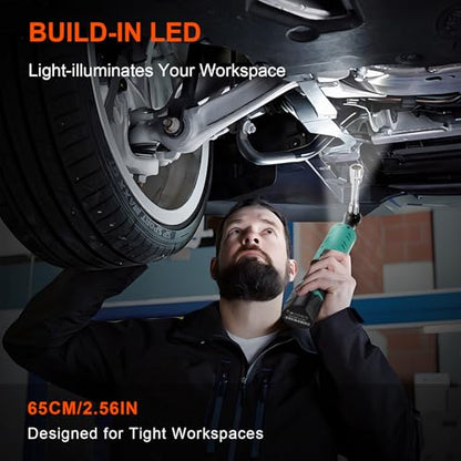 COMOWARE 3/8 Cordless Electric Ratchet Wrench Kit, 40ft-lbs Torque, 12V Power, 8 Sockets, LED Light, Fast Charger, Ergonomic Design | 12V Power, Electric Socket Wrench, LED Light,Lightweight & Compact, Fast Charger, Ergonomic Design