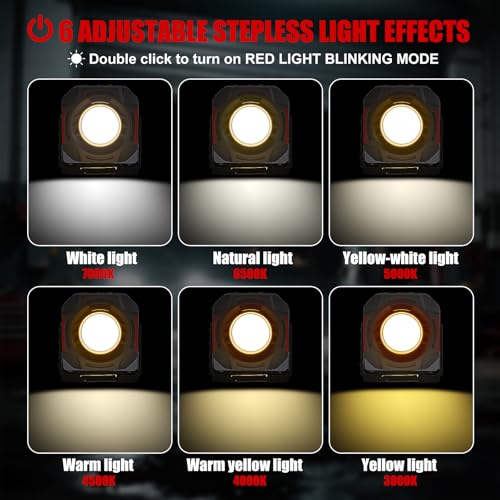 SUNPRO Magnetic Work Light Rechargeable, Portable FloodLight with Hook, Stepless Dimmable for Camping Car Repairing Emergency Job Site Lighting(1, Grey)