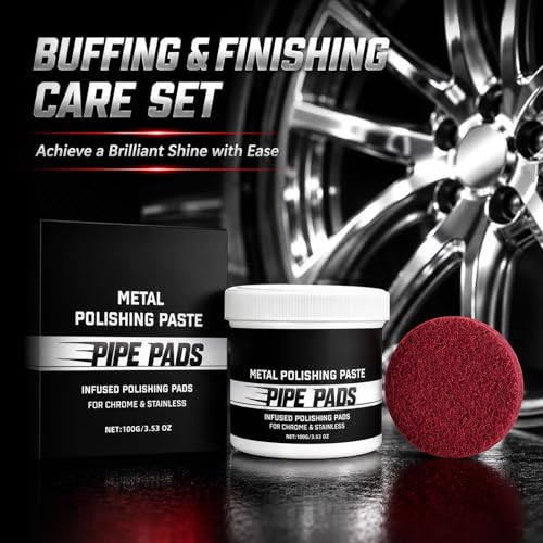 2Pcs Metal Polishing Paste, Pipe Infused Polishing Pads, Metal polish Care Kit Protectant Scratch Remover, Chrome Stainless Steel Aluminum Cars