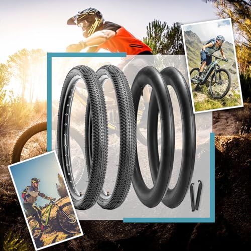 Hycline 2-Pack Mountain Bike Tires Set: 20/24/26/27.5-inch Folding Replacement High-Performance Wear-Resistant Bicycle Tires and Pair Inner Tubes with Tire Levers for MTB Off-Road Bike - color: 26x2.125-30TPI