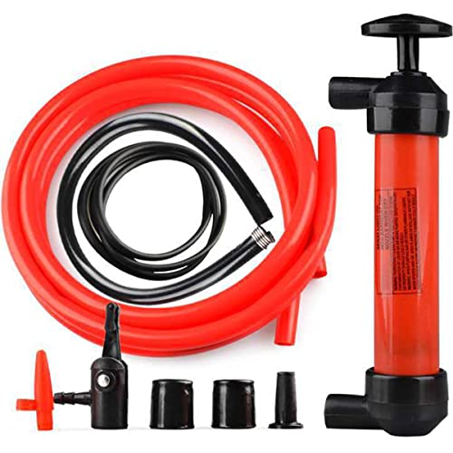 US Manual Oil Pump Siphon Oil Gas Pump Portable Liquid Air Fuel Fluid Tool Transfer Pump Kit Car Manual Hand Gas Oil Liquid Syphon Transfer Pump for Auto Oil Water Transfer(Suit,Gules)