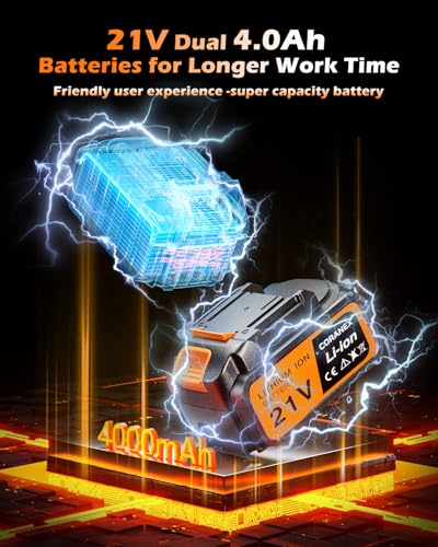 1/2" Cordless Impact Wrench | 1300N.m (960ft-lbs) | Fast Charger | 2x4.0Ah Batteries - Longer Runtime | 3 Variable Speeds | Brushless High Torque Impact Gun for Car/Mower/Pickup with Case