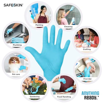 SAFESKIN Disposable Nitrile Gloves in POP-N-GO Pack (50 or 200 Count) Medium Duty, Powder-Free -Cleaning, Gardening, Crafts - size: Small (Pack of 50)