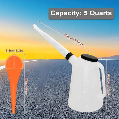 Oil Jug, Oil Measuring Container Automotive and Flexible Oil Funnel Set Oil Dispenser Automotive Motor Oil Container with Lid and Cap (3 Quart) - size: 3 Quart