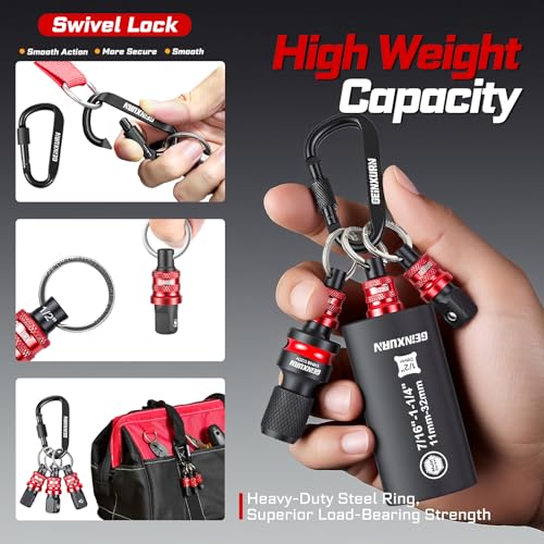 Geinxurn 5Pcs Socket Holder Keychain, 1/2 Drive Quick Release & Quick Change Socket Set Organizer with Square Drive Socket and Universal Socket for Lineman, Electricians, Construction Crews - style: B01K005-0102