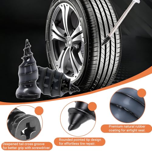 Spiral Rubber Tire Repair Nails, 100 PCS, Black Universal Puncture Repair | for Car Truck Motorcycle Tractor