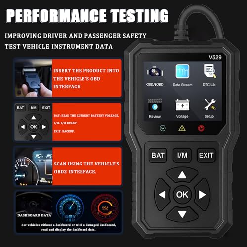 OBD2 Code Reader for Fiat 500/500C/500E/Abarth 500 2007-2022, Vehicle Fault Code Scanner with Live Data Display, Plug and Play OBD II Reader for Cars and Trucks