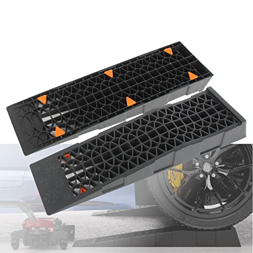 OULEME Low Profile Car Service Ramp with Anti-Slip Blocks, Oil Changes& Maintenance, 2-1/2" Lifting Height, 3 Ton Truck Vehicle 2 Pack - size: L27.5" (2 PACK)