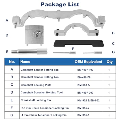 Engine Timing Chain Tool Kit, Premium Grade Camshaft Alignment Locking Set, Precise Universal for Vau/x/ha/ll, O/pe/l, Che/v/y Cr/u/ze, Che/v/Role/t, 2009-2020 1.0/1.2/1.4L Engines
