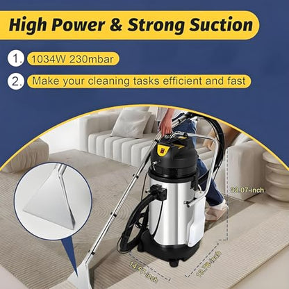 Extractor Vacuum Washing Machine, Portable 3 in 1 Carpet Cleaner, 1034W Powerful Cleaning for Car Detailing and Commercial Use, 40L Capacity - size: 40L/10.56gal
