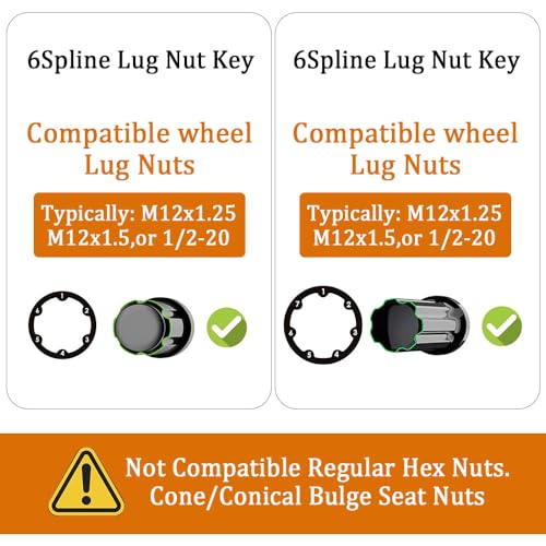 6 & 7 Spline Lug Nut Socket Key, Aftermarket Wheel Lock Tool Kit for Easy Installation and Removal of for 6 & 7 Points Aftermarket Wheels Lock Nuts Drive Tuner