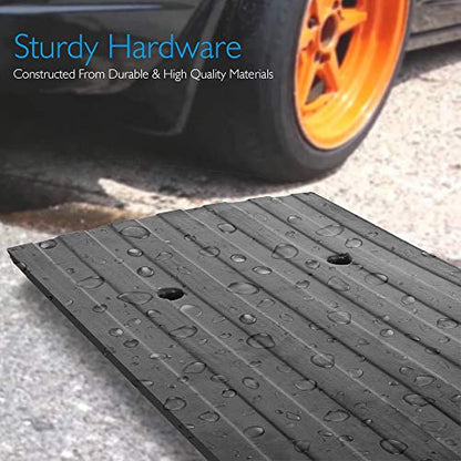 Pyle Car Driveway Curbside Bridge Ramp - Heavy Duty Rubber Threshold Curb Ramp, Used for Loading Dock, Garage, Sidewalk, Truck, Scooter, Bike, Motorcycle, Wheelchair Mobility, Other Vehicle - Pyle - size: Pack 1