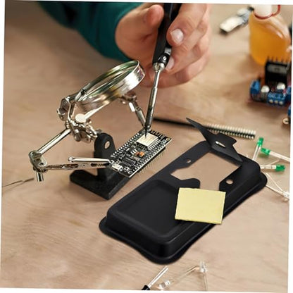 Electronics Soldering Iron Stand with - Metal Holder and Sponge for Projects for Hobbyists and Professionals Electronics Repair and Workshops