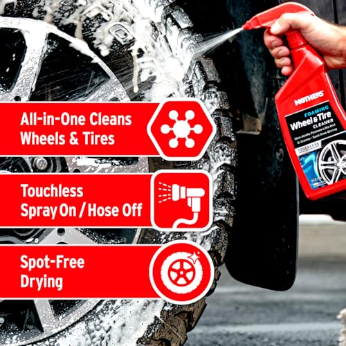 Mothers Foaming Wheel & Tire Cleaner, 1 Gallon (05902) | Foaming Action Lifts Brake Dust & Grime, Safe for Factory-Coated Wheels, Restores, Cleans, Finishes Fast, Spot-Free Rinse - size: 128 Ounce (Pack of 1)