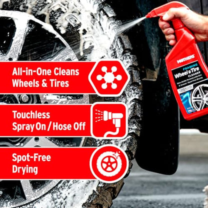 Mothers Foaming Wheel & Tire Cleaner, 1 Gallon (05902) | Foaming Action Lifts Brake Dust & Grime, Safe for Factory-Coated Wheels, Restores, Cleans, Finishes Fast, Spot-Free Rinse - size: 128 Ounce (Pack of 1)