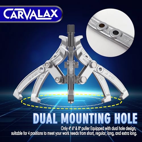 CARVALAX Gear Puller Set, Reversible 2 & 3-Jaw Puller Set, CR-V Steel 3" 4" 6" 8" Bearing Puller Kit (24pc) for Gear, Bearing, Pulley and Flywheel, Puller Tool with Black Carry Box - size: 3" 4" 6" 8"